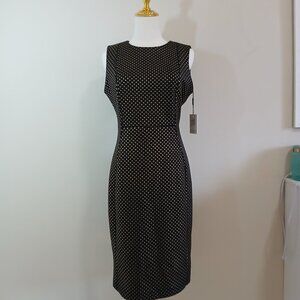 NWT Calvin Klein Sheath Dress Women's Size 8 Black Gold Studded Sleeveless